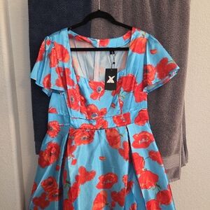 Floral Blue and Orange Dress